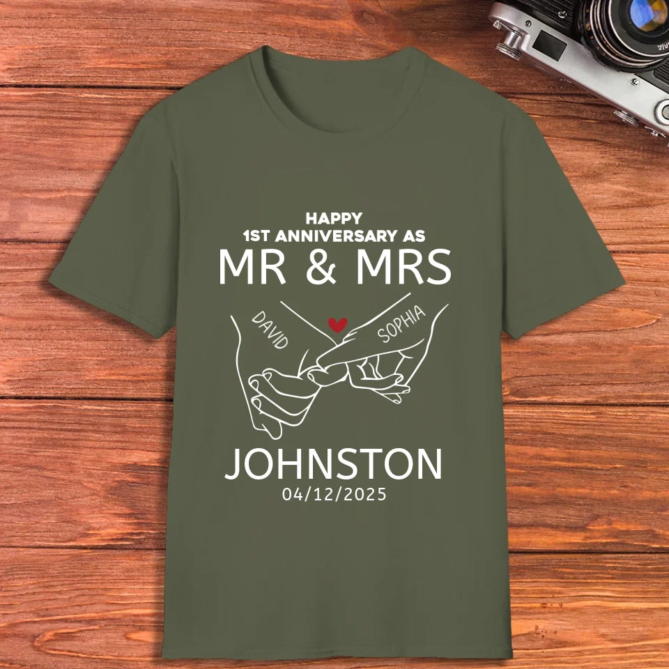 Happy Anniversary As Mr & Mrs! Lover, Laughter And Forever - Personalized Gifts For Couples - Unisex T-Shirt