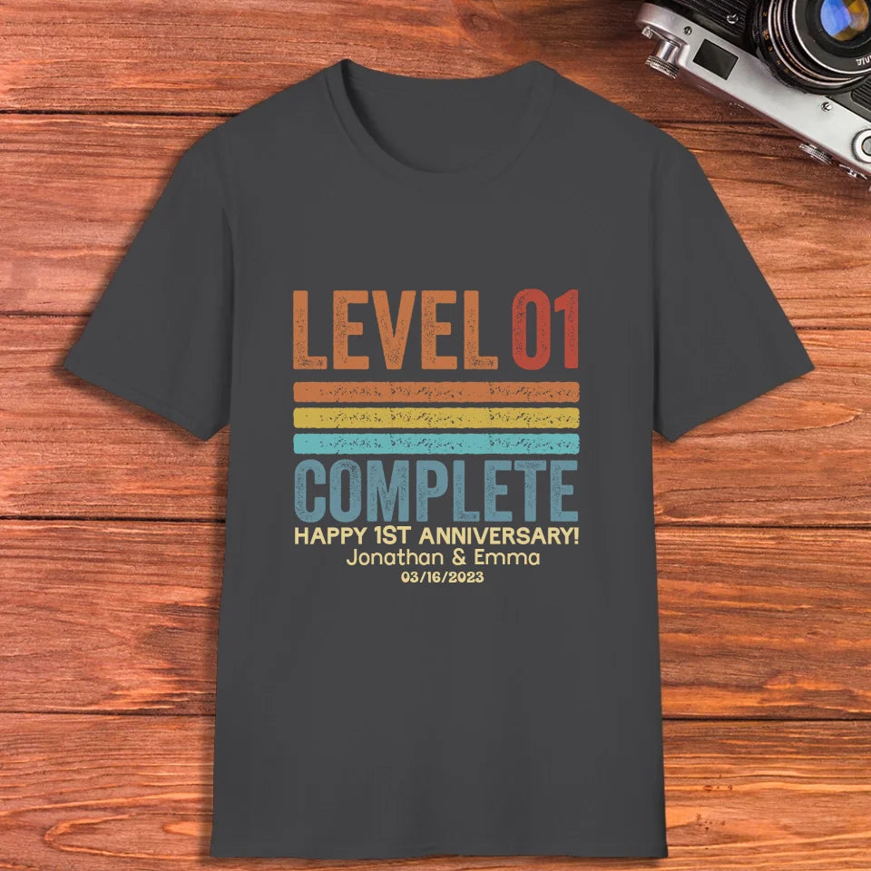 Happy Anniversary Level Complete - Personalized Gifts For Couples - Unisex T-Shirt