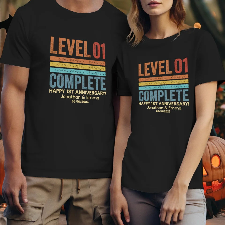 Happy Anniversary Level Complete - Personalized Gifts For Couples - Unisex T-Shirt