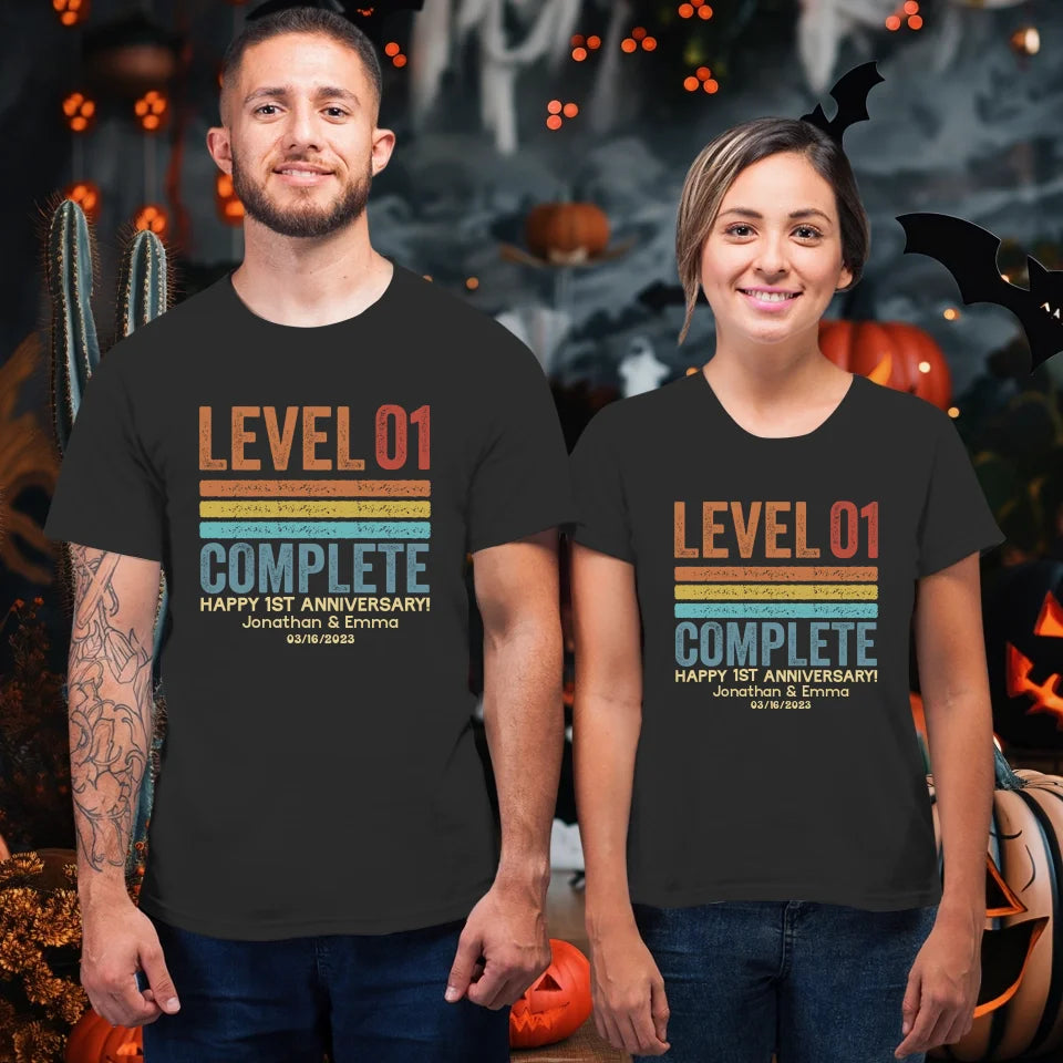 Happy Anniversary Level Complete - Personalized Gifts For Couples - Unisex T-Shirt