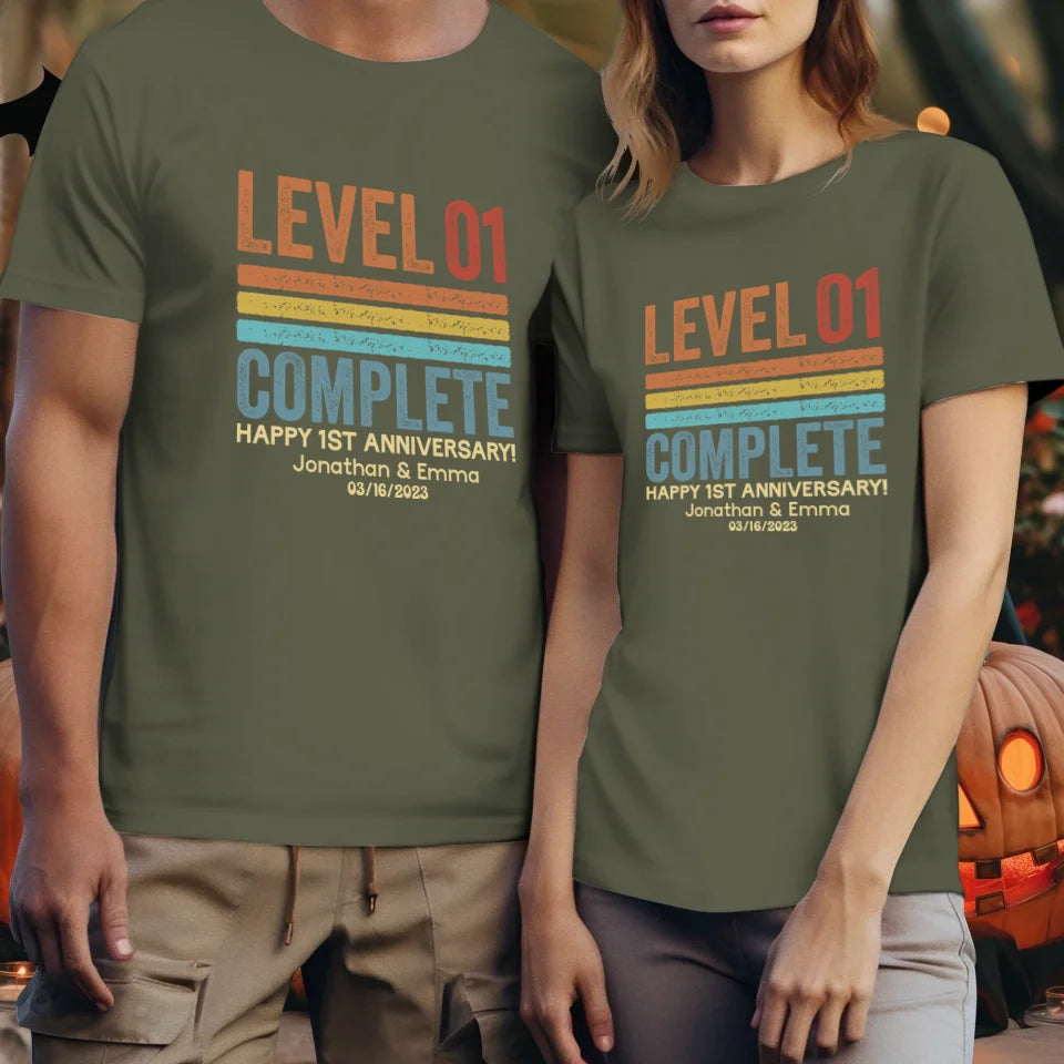 Happy Anniversary Level Complete - Personalized Gifts For Couples - Unisex T-Shirt