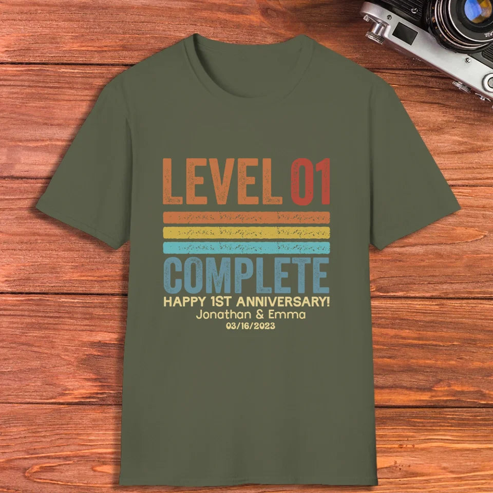 Happy Anniversary Level Complete - Personalized Gifts For Couples - Unisex T-Shirt