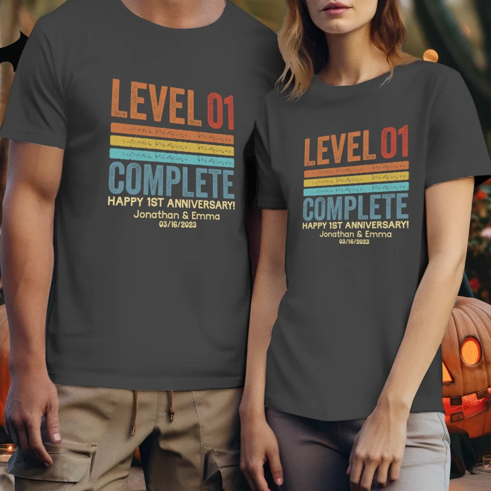 Happy Anniversary Level Complete - Personalized Gifts For Couples - Unisex T-Shirt