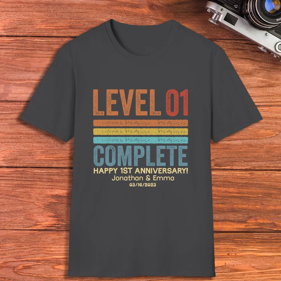 Happy Anniversary Level Complete - Personalized Gifts For Couples - Unisex T-Shirt