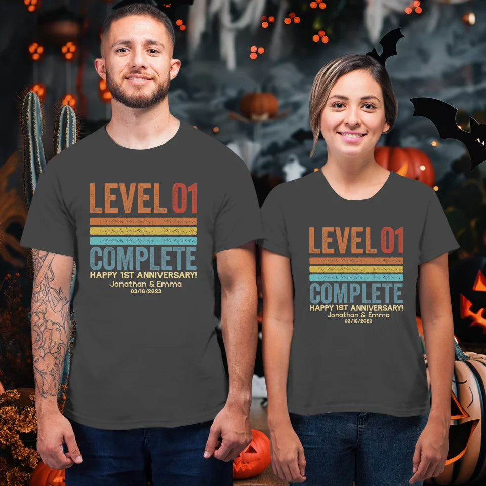 Happy Anniversary Level Complete - Personalized Gifts For Couples - Unisex T-Shirt