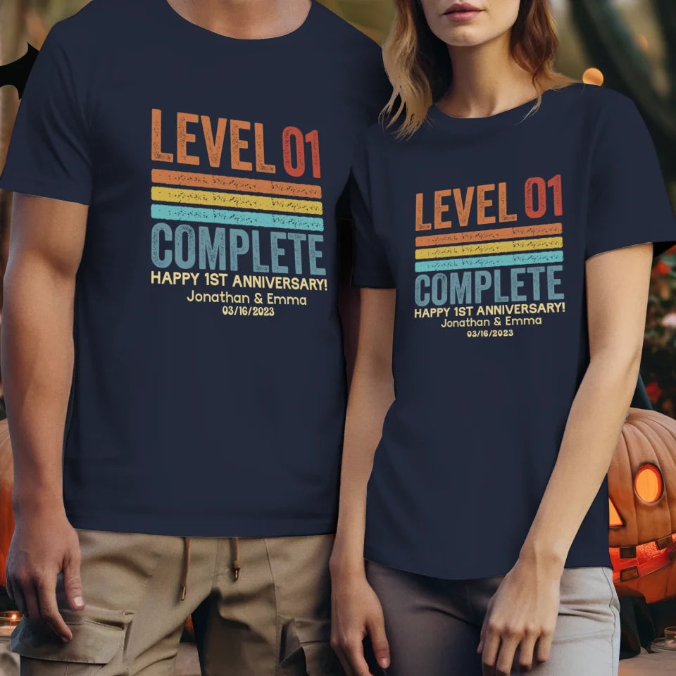 Happy Anniversary Level Complete - Personalized Gifts For Couples - Unisex T-Shirt