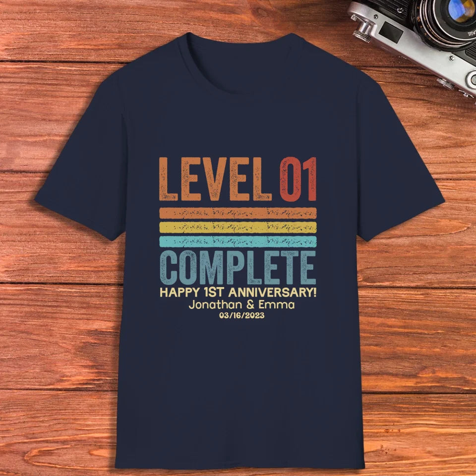 Happy Anniversary Level Complete - Personalized Gifts For Couples - Unisex T-Shirt