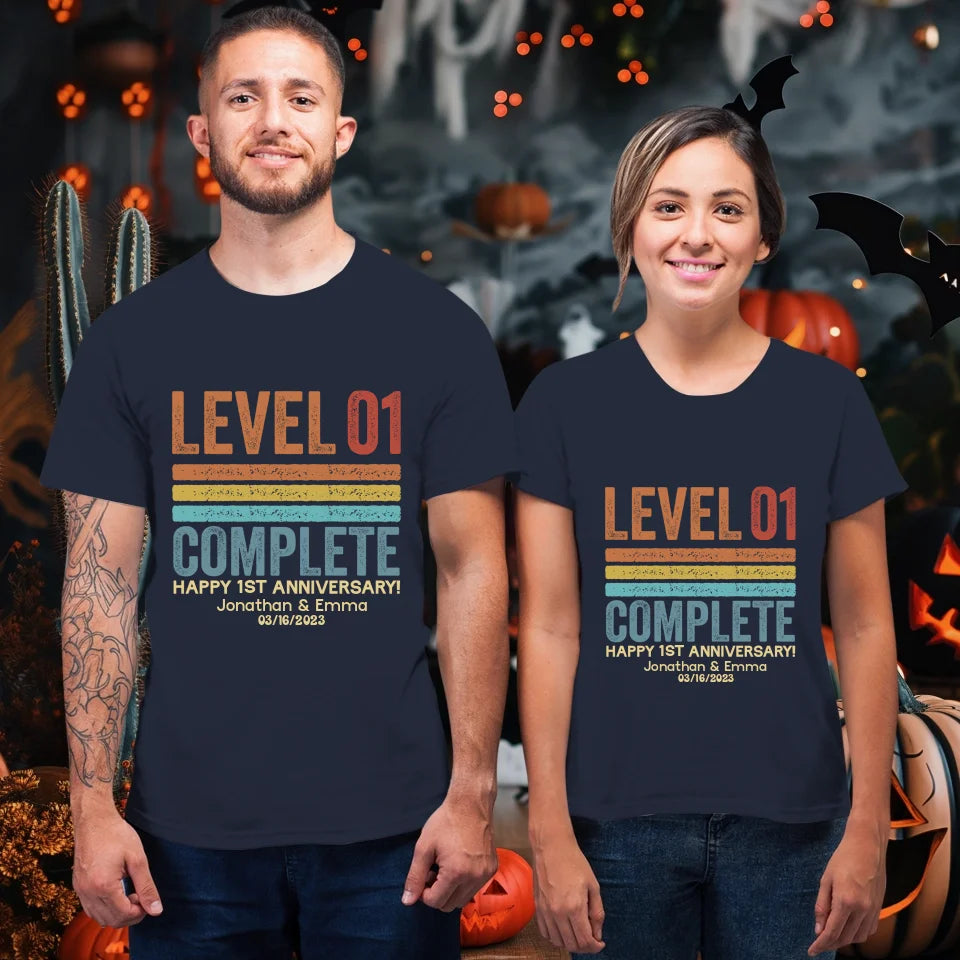 Happy Anniversary Level Complete - Personalized Gifts For Couples - Unisex T-Shirt