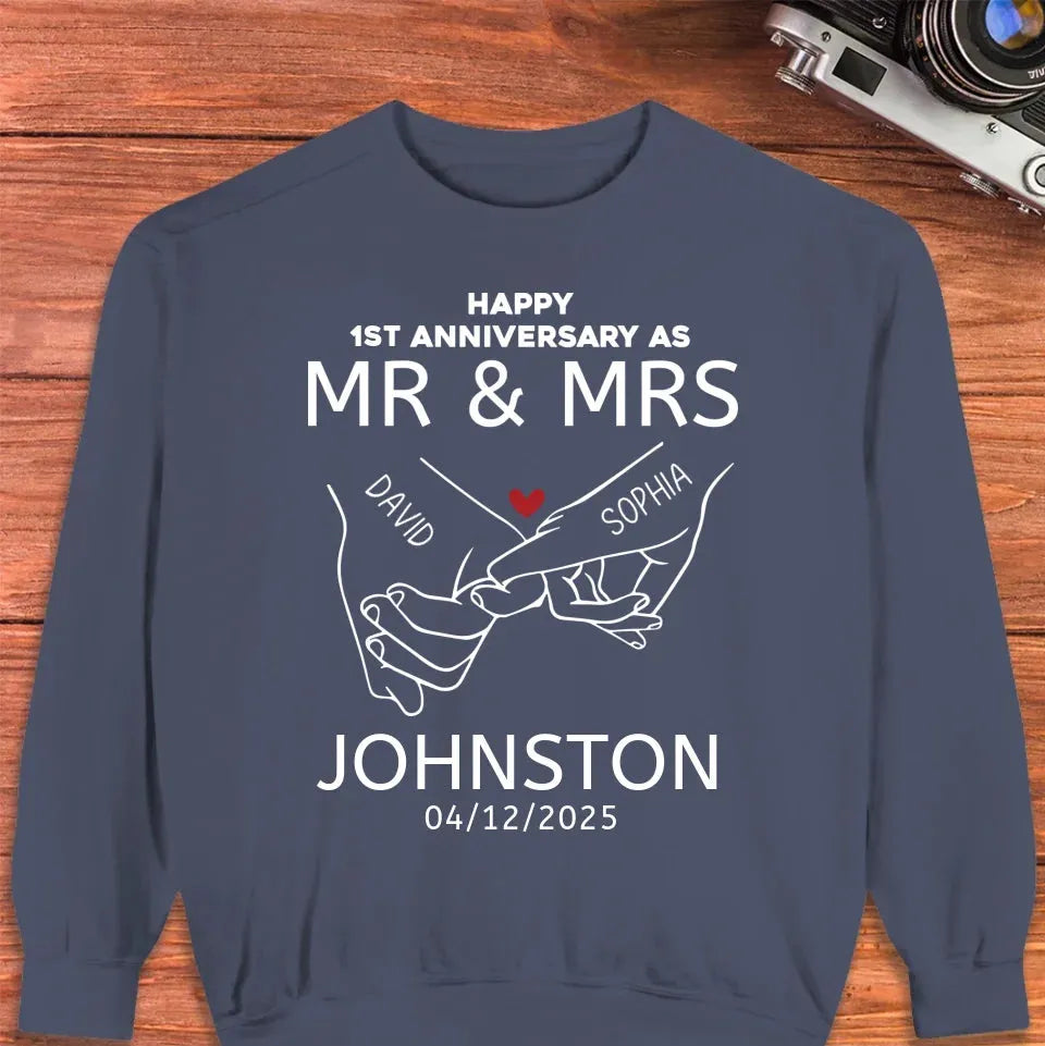 Happy Anniversary As Mr & Mrs! Lover, Laughter And Forever - Personalized Gifts For Couples - Unisex Sweater