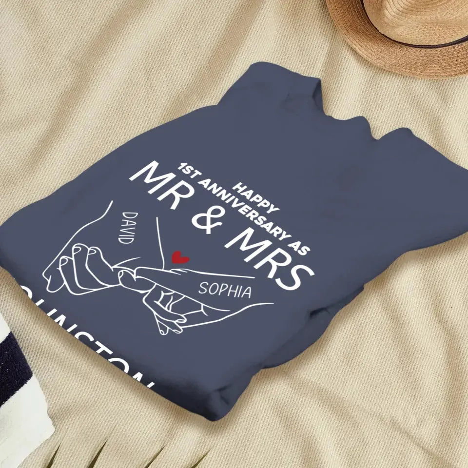 Happy Anniversary As Mr & Mrs! Lover, Laughter And Forever - Personalized Gifts For Couples - Unisex Sweater