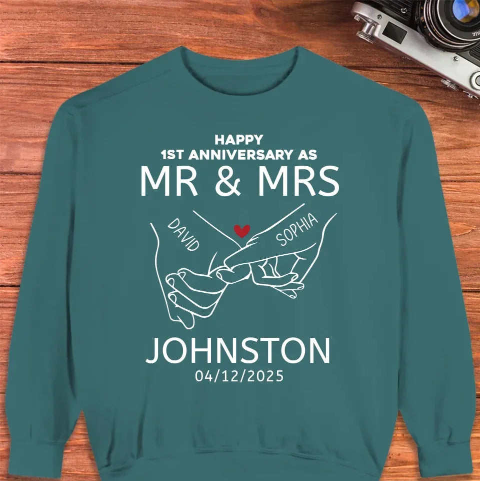 Happy Anniversary As Mr & Mrs! Lover, Laughter And Forever - Personalized Gifts For Couples - Unisex Sweater