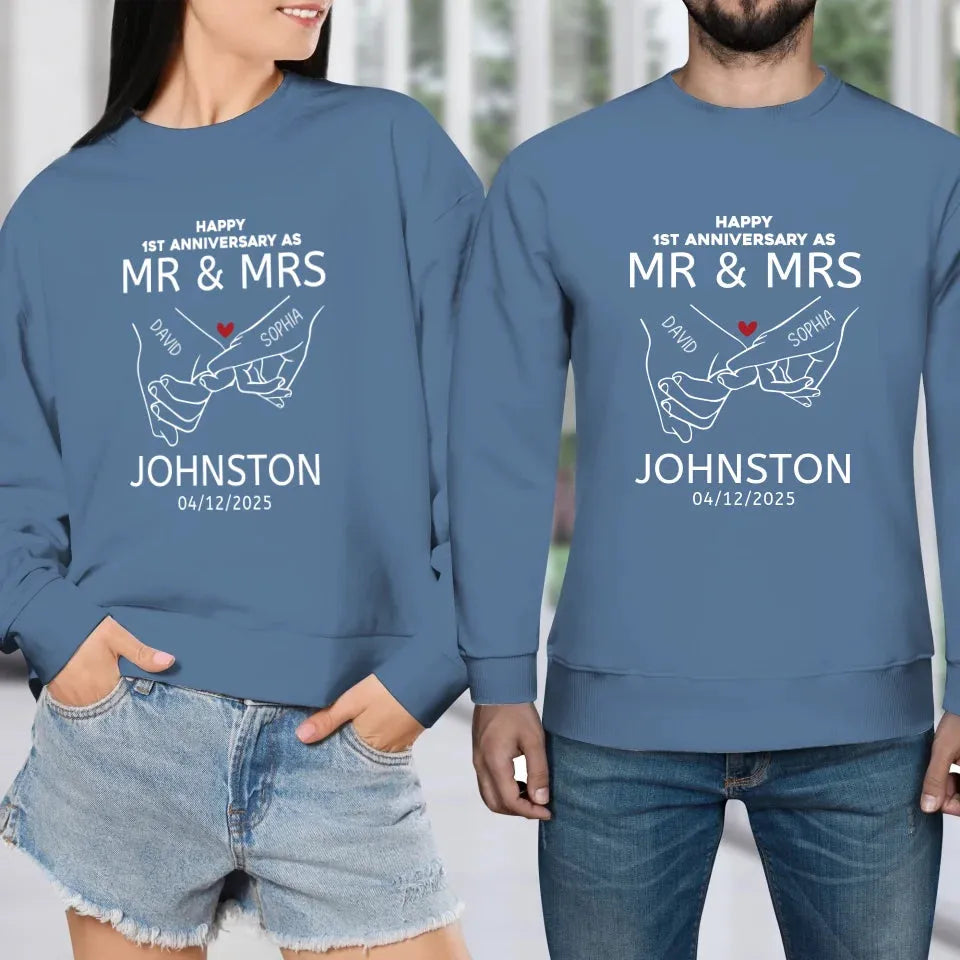 Happy Anniversary As Mr & Mrs! Lover, Laughter And Forever - Personalized Gifts For Couples - Unisex Sweater