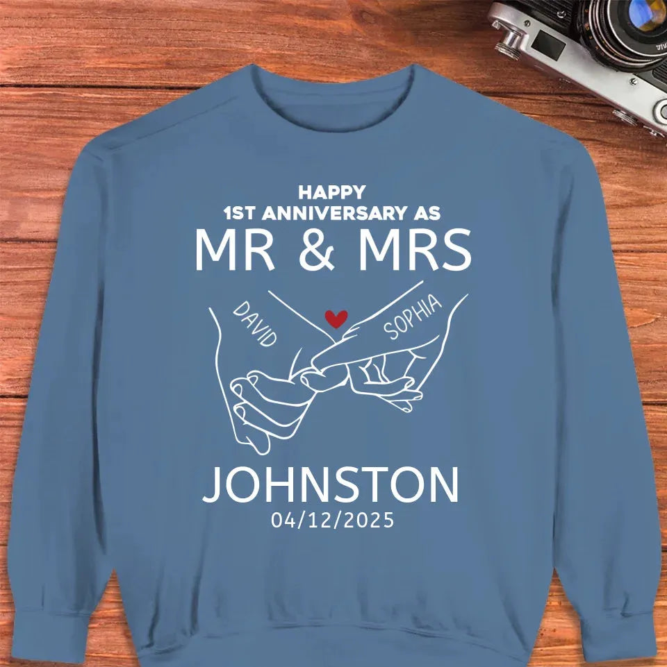 Happy Anniversary As Mr & Mrs! Lover, Laughter And Forever - Personalized Gifts For Couples - Unisex Sweater