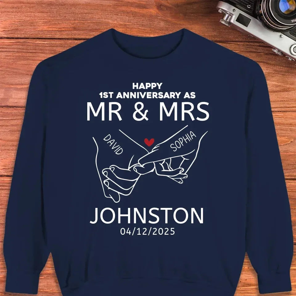 Happy Anniversary As Mr & Mrs! Lover, Laughter And Forever - Personalized Gifts For Couples - Unisex Sweater