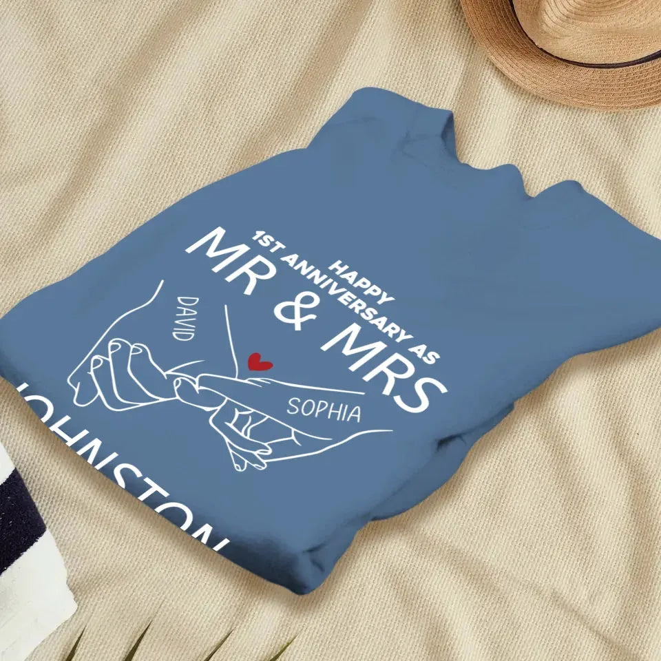 Happy Anniversary As Mr & Mrs! Lover, Laughter And Forever - Personalized Gifts For Couples - Unisex Sweater