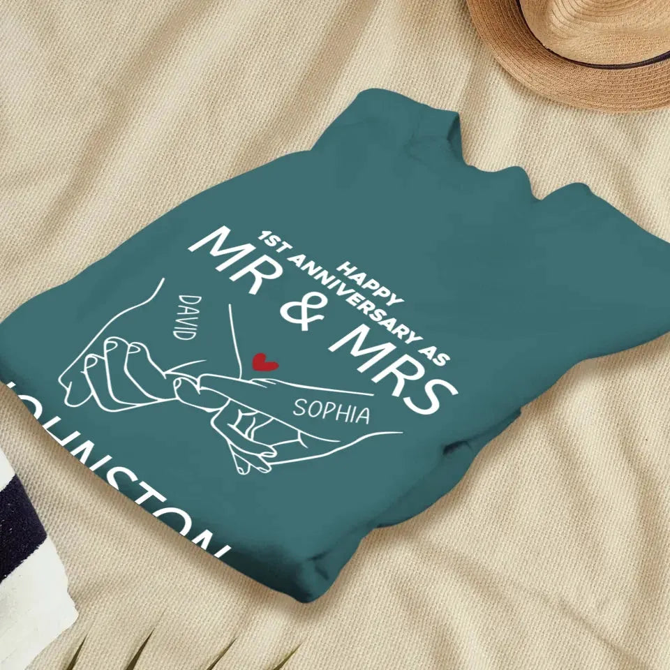 Happy Anniversary As Mr & Mrs! Lover, Laughter And Forever - Personalized Gifts For Couples - Unisex Sweater