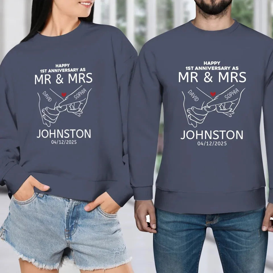 Happy Anniversary As Mr & Mrs! Lover, Laughter And Forever - Personalized Gifts For Couples - Unisex Sweater