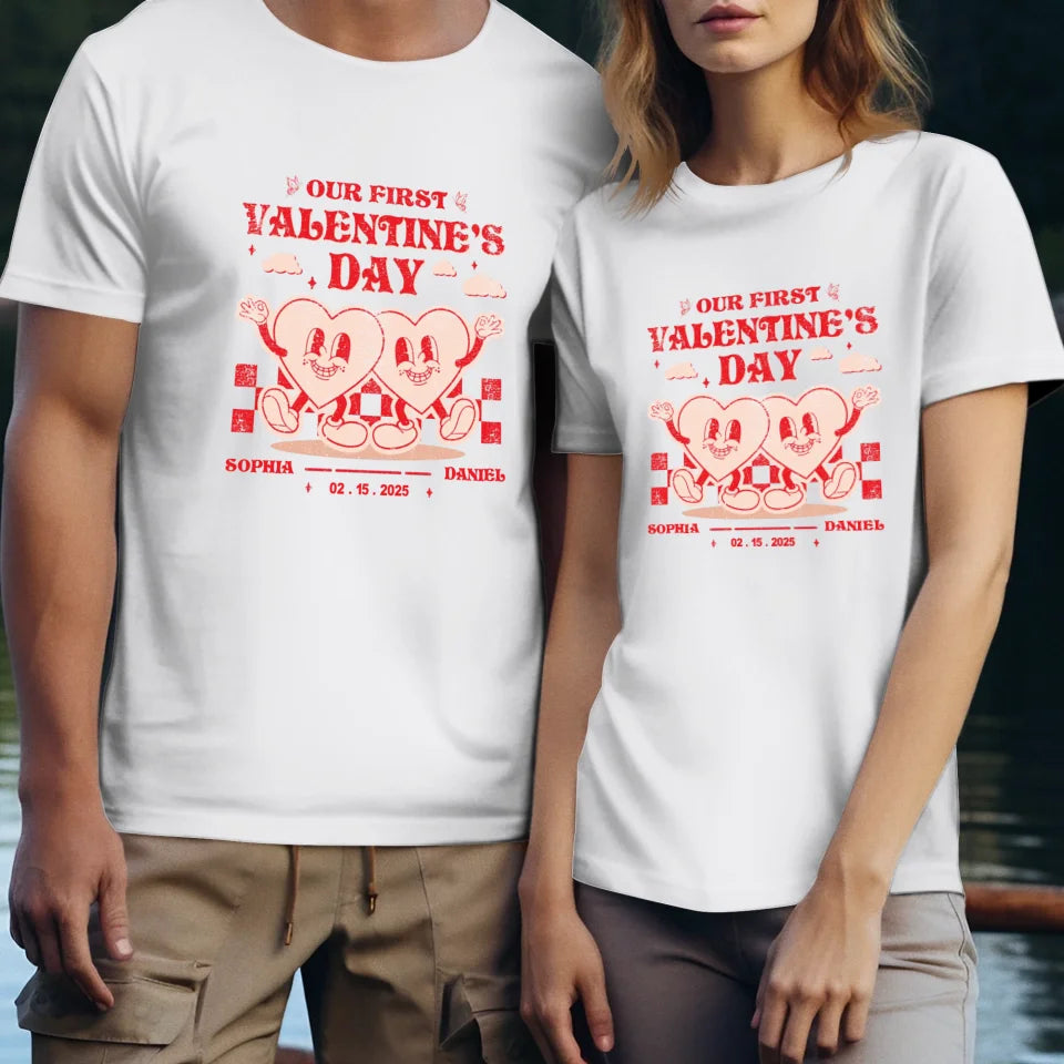 First Valentine, Endless Love Groovy - Personalized Gifts For Couples - Unisex T-Shirt