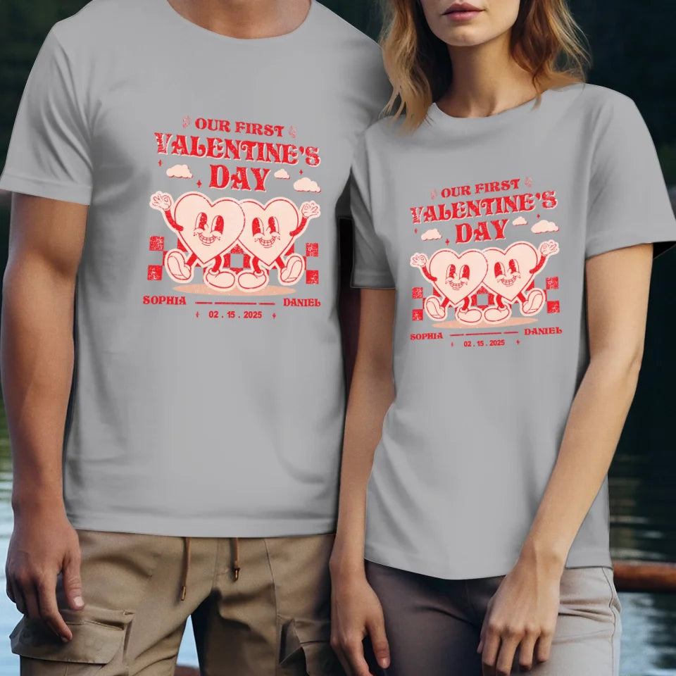 First Valentine, Endless Love Groovy - Personalized Gifts For Couples - Unisex T-Shirt