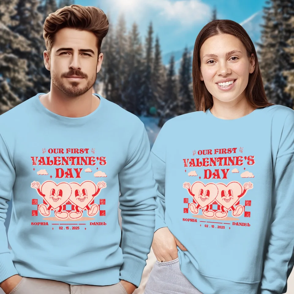 First Valentine, Endless Love Groovy - Personalized Gifts For Couples - Unisex Sweater