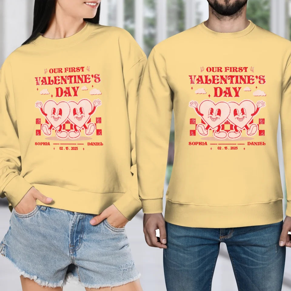 First Valentine, Endless Love Groovy - Personalized Gifts For Couples - Unisex Sweater