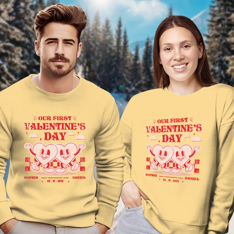 First Valentine, Endless Love Groovy - Personalized Gifts For Couples - Unisex Sweater