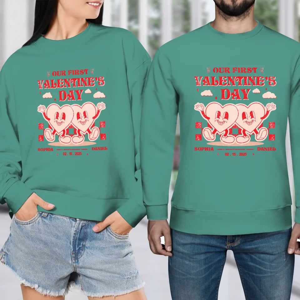 First Valentine, Endless Love Groovy - Personalized Gifts For Couples - Unisex Sweater