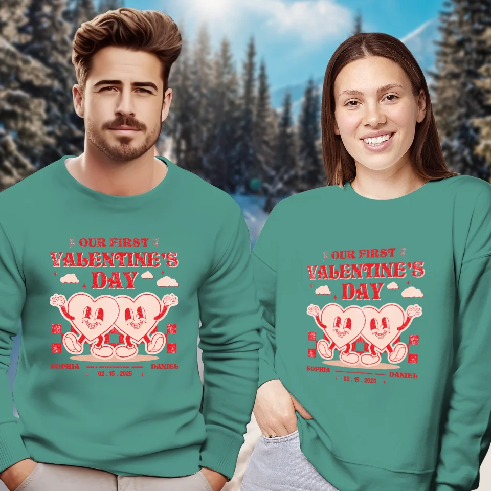 First Valentine, Endless Love Groovy - Personalized Gifts For Couples - Unisex Sweater