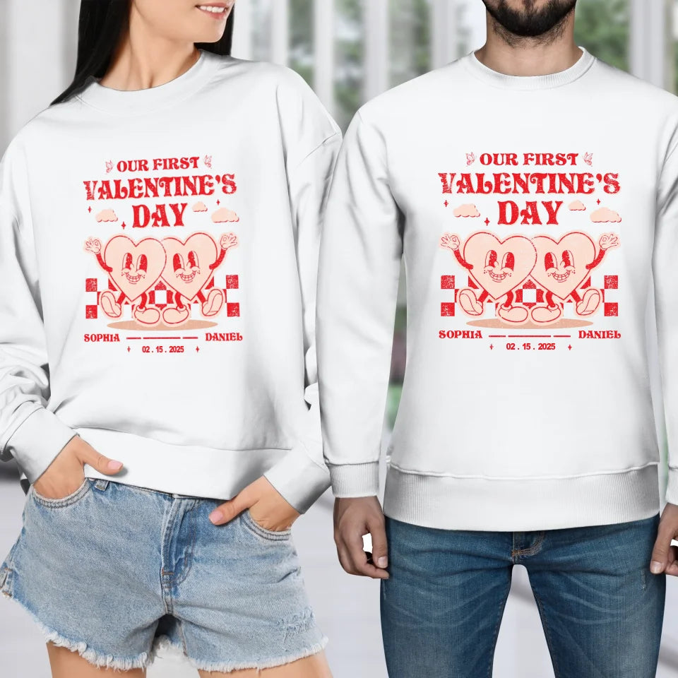 First Valentine, Endless Love Groovy - Personalized Gifts For Couples - Unisex Sweater