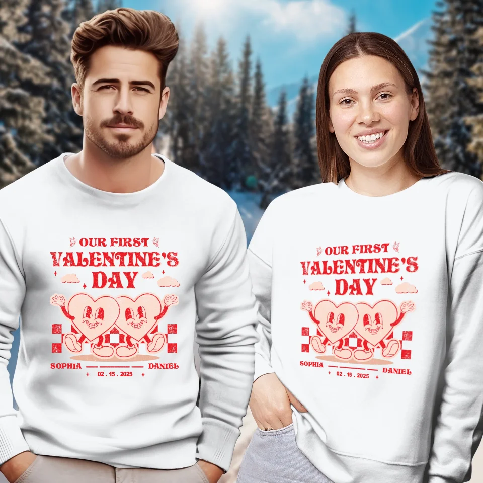 First Valentine, Endless Love Groovy - Personalized Gifts For Couples - Unisex Sweater