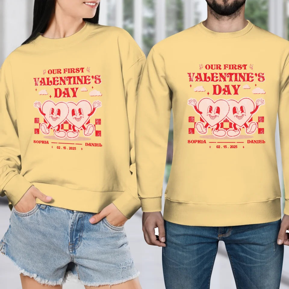 First Valentine, Endless Love Groovy - Personalized Gifts For Couples - Unisex Sweater