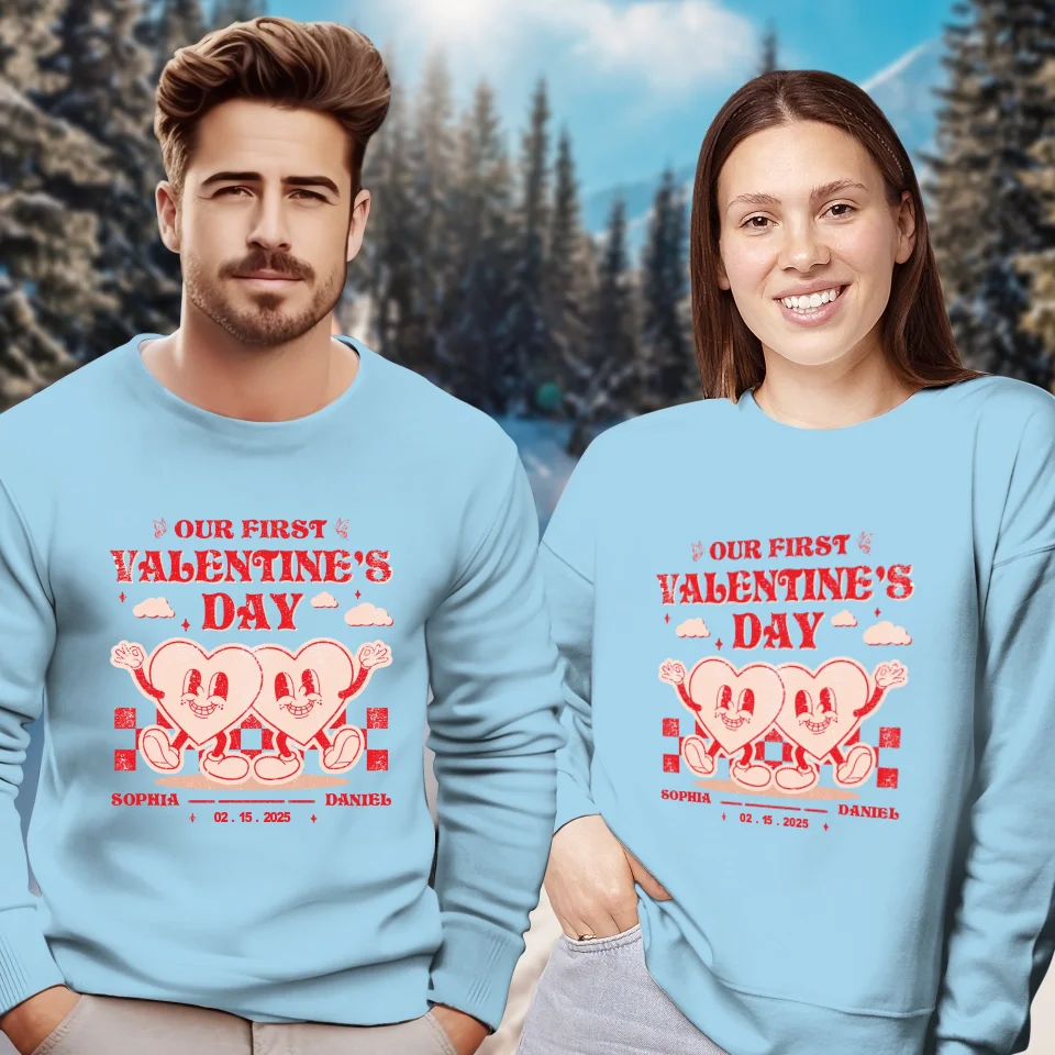 First Valentine, Endless Love Groovy - Personalized Gifts For Couples - Unisex Sweater