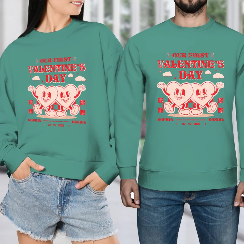 First Valentine, Endless Love Groovy - Personalized Gifts For Couples - Unisex Sweater