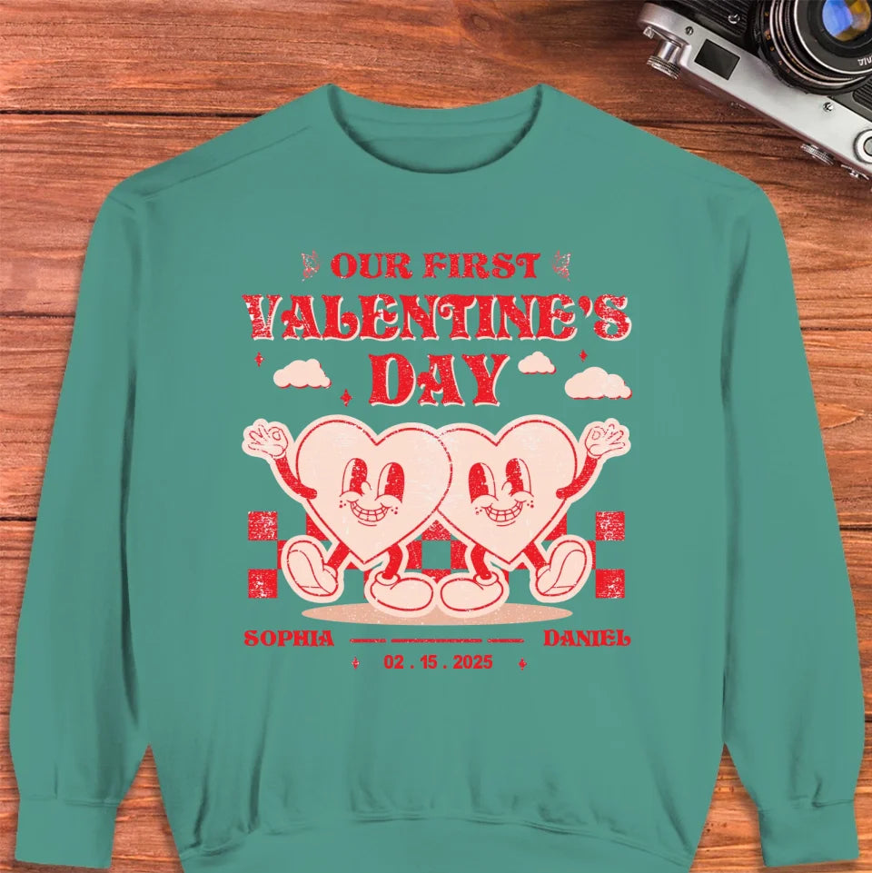 First Valentine, Endless Love Groovy - Personalized Gifts For Couples - Unisex Sweater