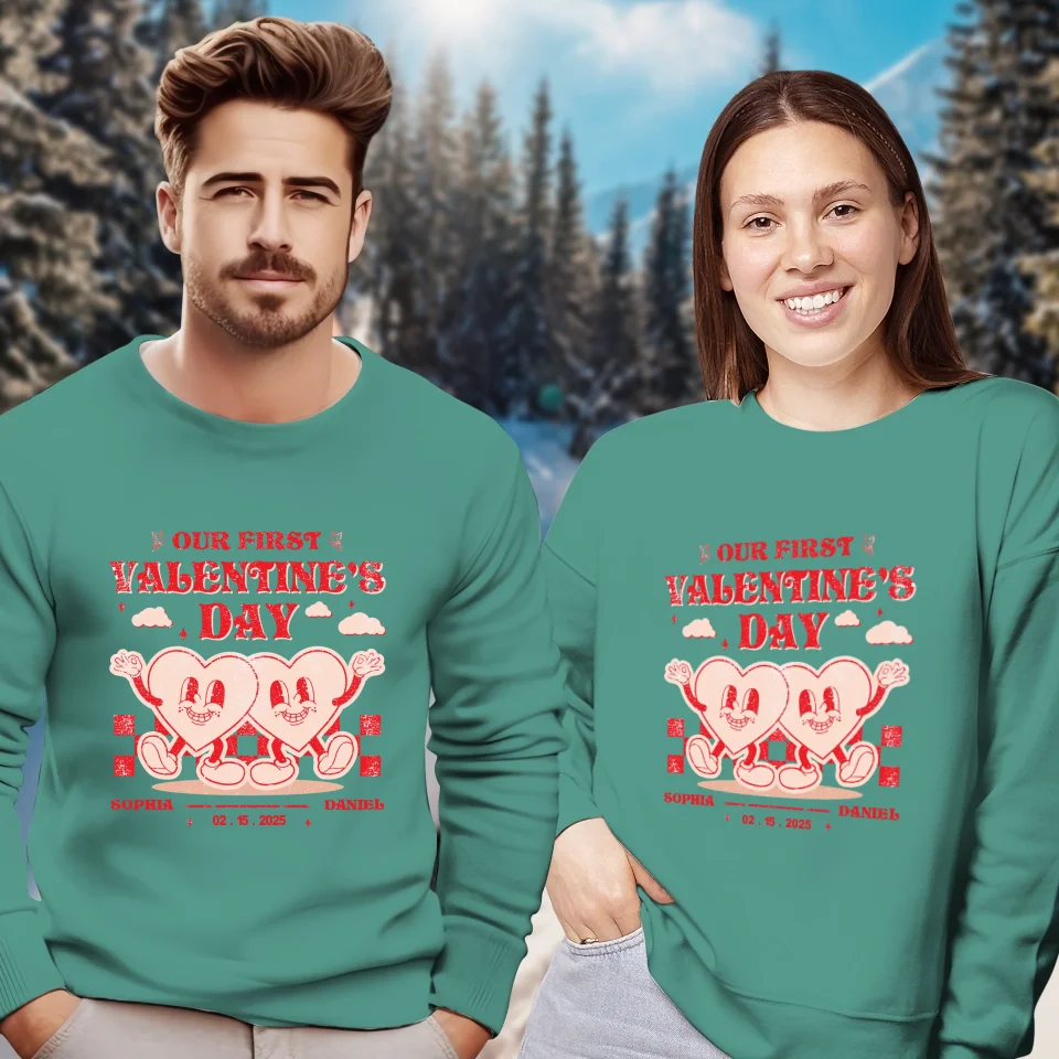 First Valentine, Endless Love Groovy - Personalized Gifts For Couples - Unisex Sweater