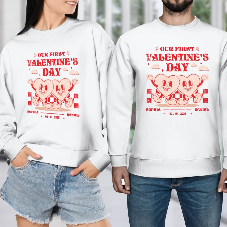 First Valentine, Endless Love Groovy - Personalized Gifts For Couples - Unisex Sweater