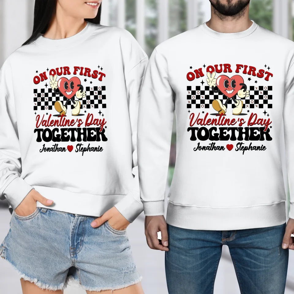 Marking Our First Valentine's Day With Love - Personalized Gifts For Couples - Unisex Sweater