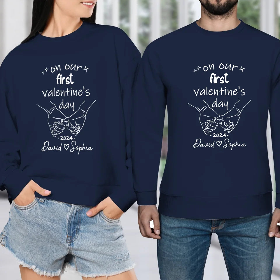 A Day To Remember: Our First Valentine's- Personalized Gifts For Couples - Unisex Sweater