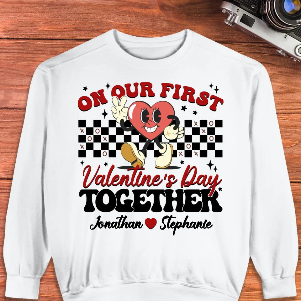 Marking Our First Valentine's Day With Love - Personalized Gifts For Couples - Unisex Sweater