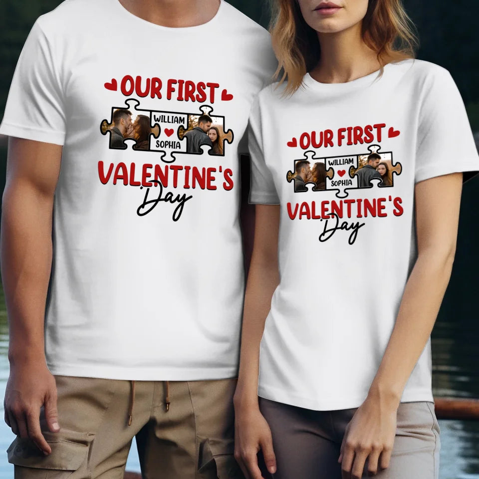 A Day In Love: Our Valentine's Celebration - Personalized Gifts For Couples - Unisex T-Shirt