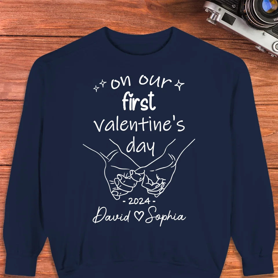 A Day To Remember: Our First Valentine's- Personalized Gifts For Couples - Unisex Sweater