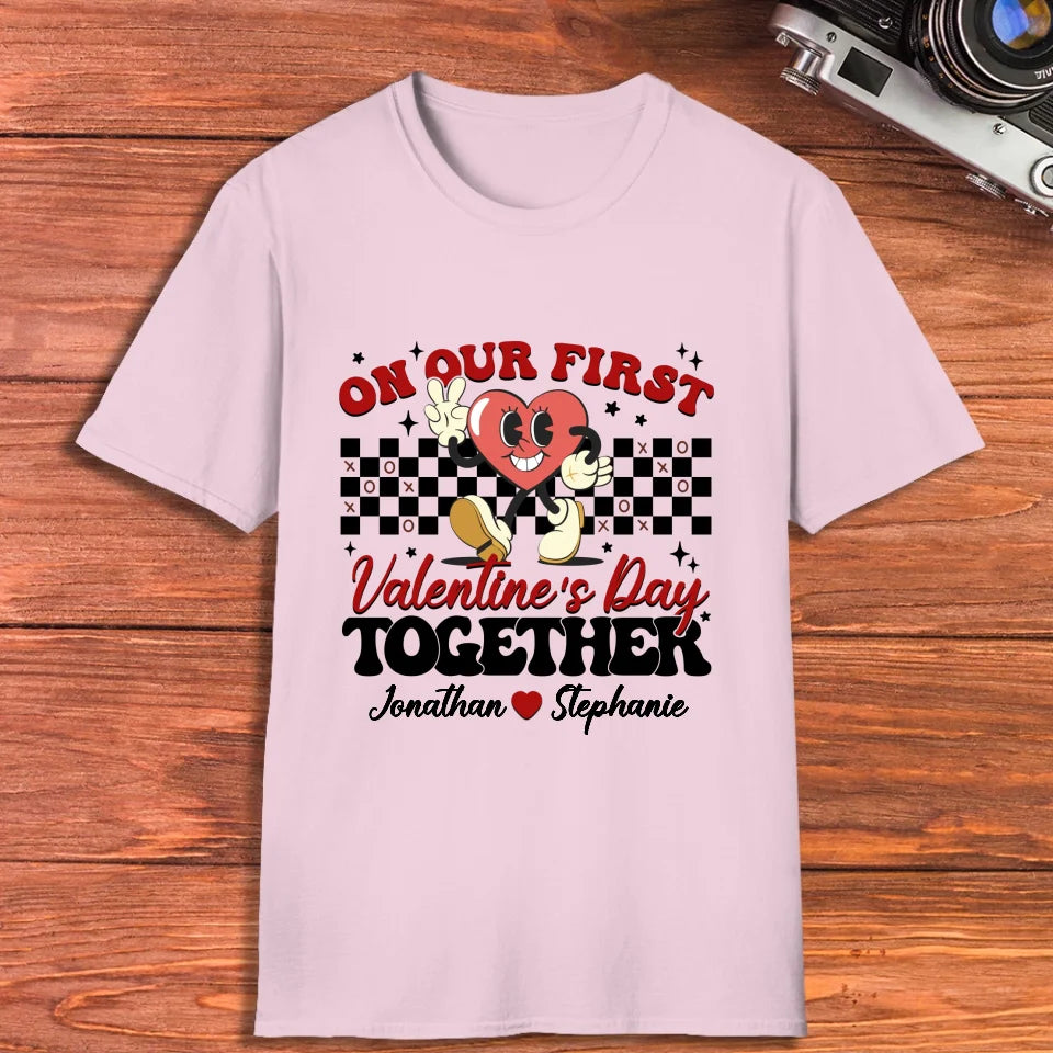 Marking Our First Valentine's Day With Love - Personalized Gifts For Couples - Unisex T-Shirt