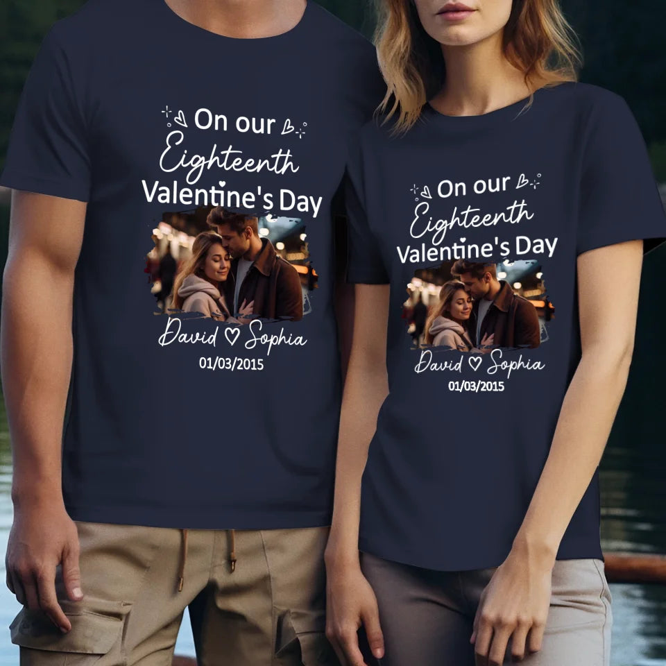 Celebrating Valentine's Day Together: Our Love - Personalized Gifts For Couples - Unisex T-Shirt