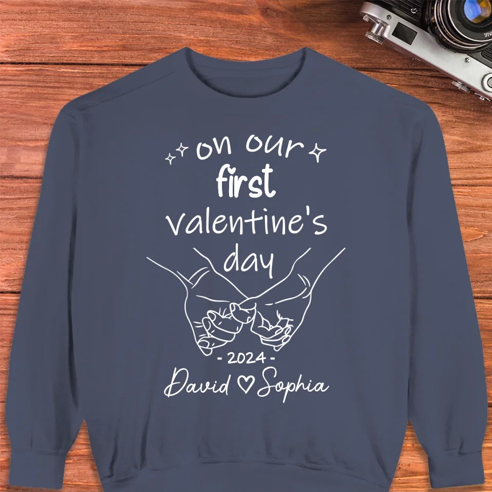 A Day To Remember: Our First Valentine's- Personalized Gifts For Couples - Unisex Sweater