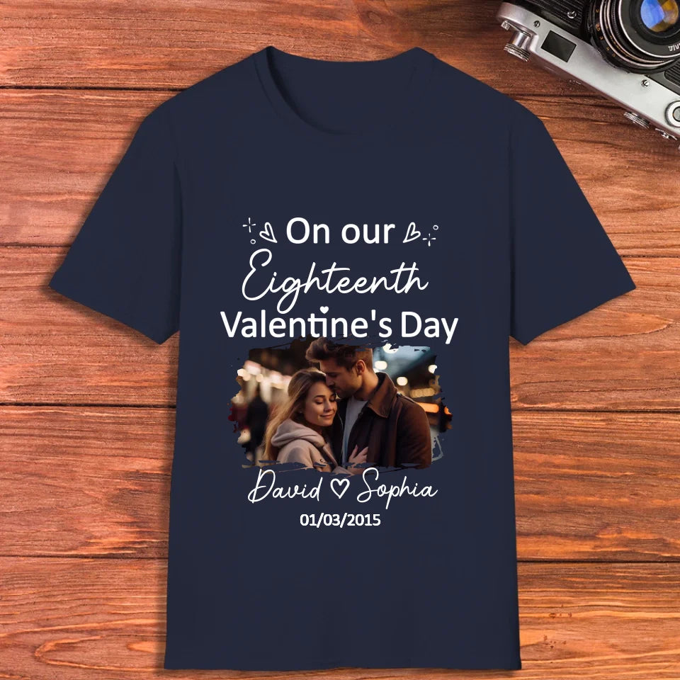 Celebrating Valentine's Day Together: Our Love - Personalized Gifts For Couples - Unisex T-Shirt