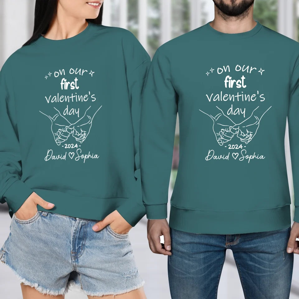 A Day To Remember: Our First Valentine's- Personalized Gifts For Couples - Unisex Sweater