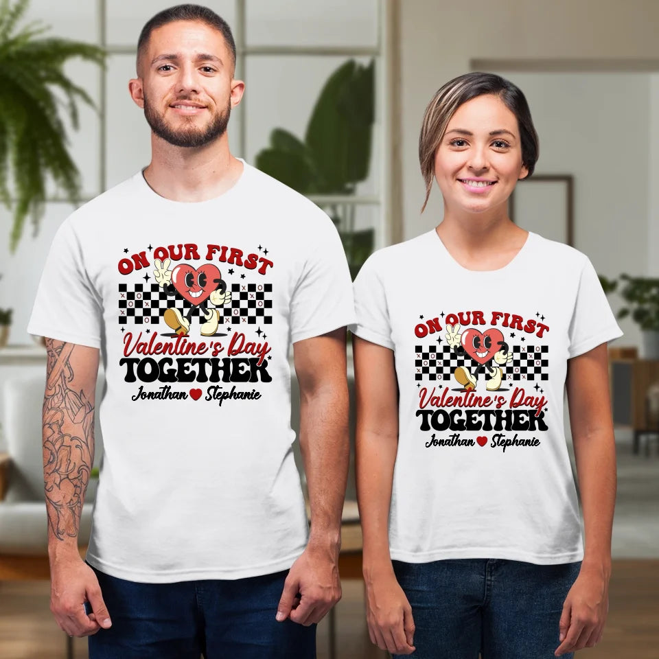 Marking Our First Valentine's Day With Love - Personalized Gifts For Couples - Unisex T-Shirt