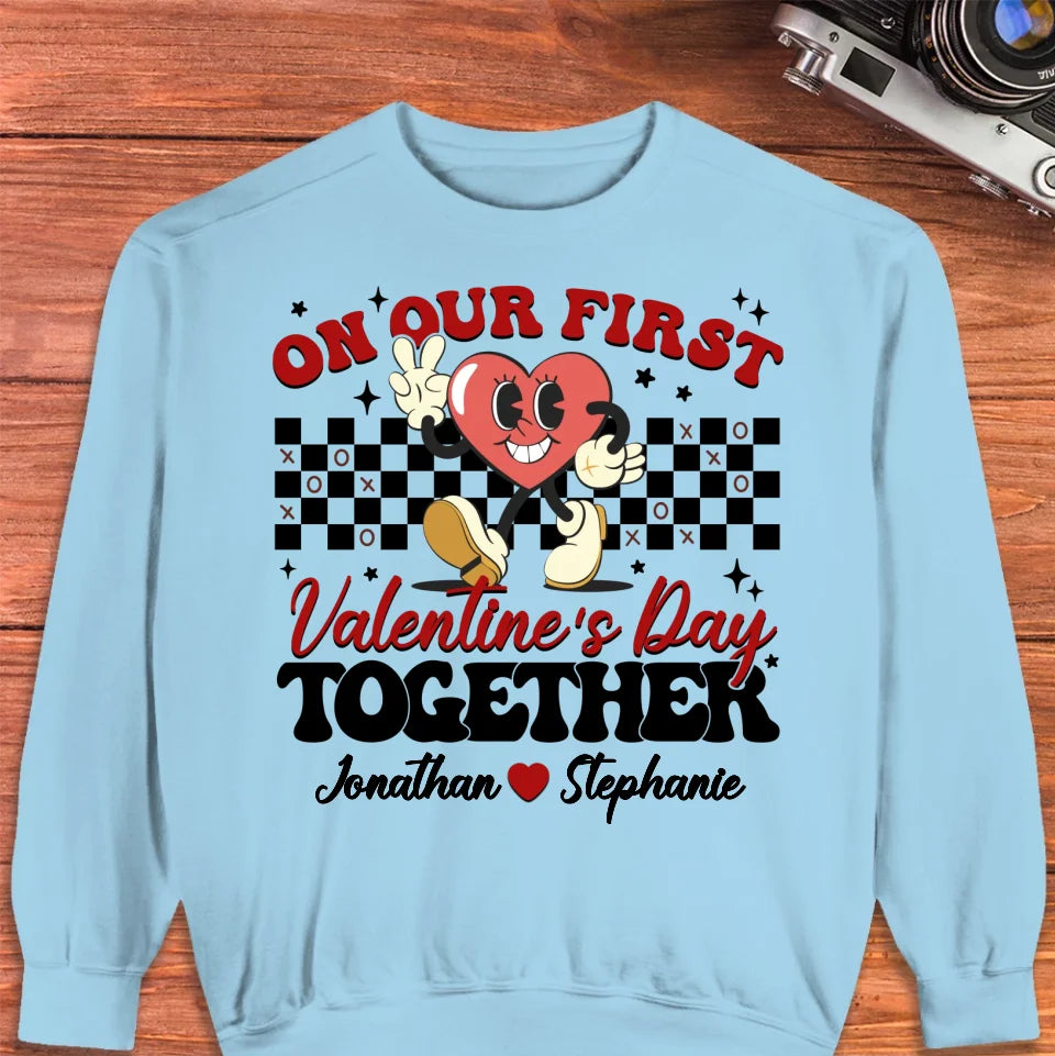 Marking Our First Valentine's Day With Love - Personalized Gifts For Couples - Unisex Sweater