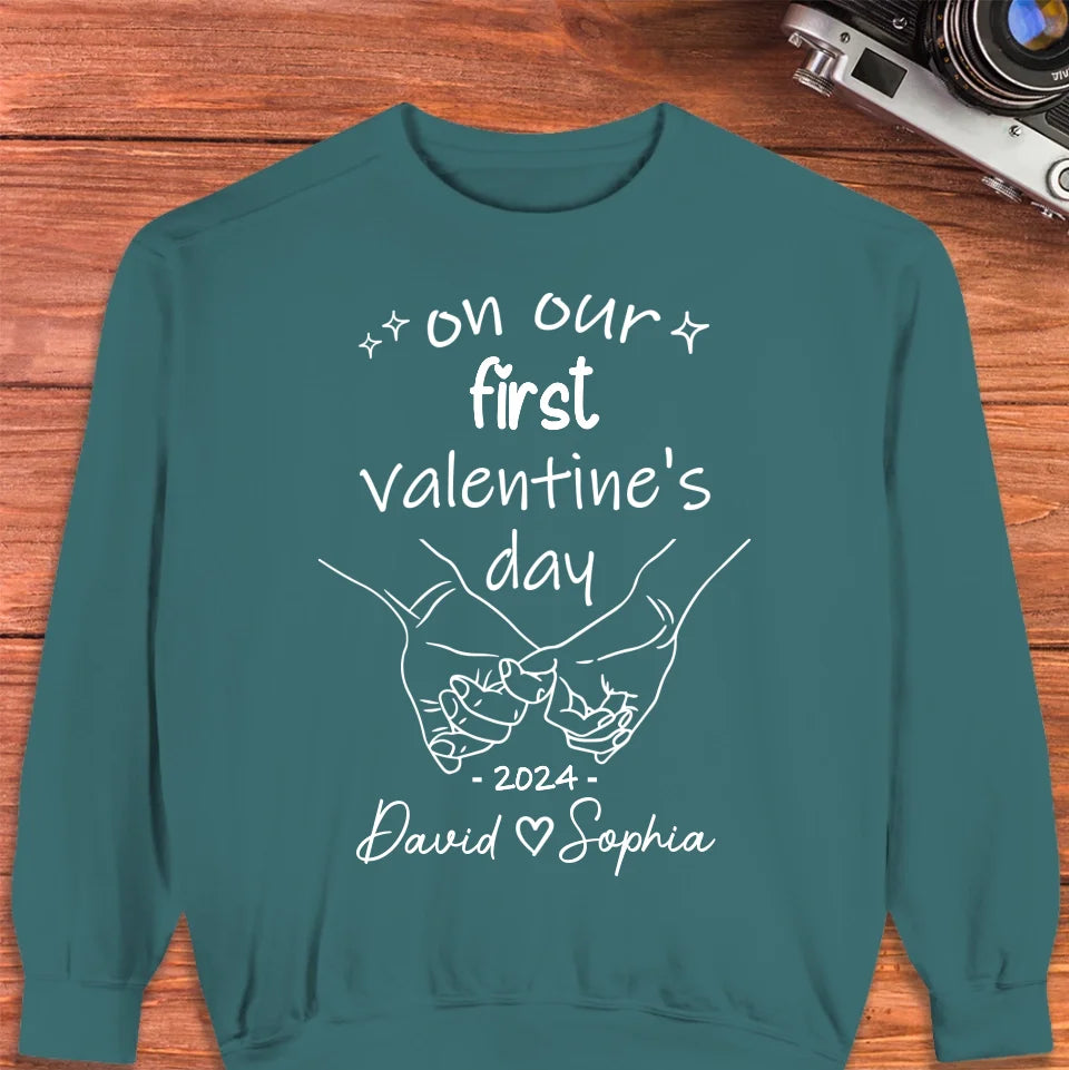 A Day To Remember: Our First Valentine's- Personalized Gifts For Couples - Unisex Sweater