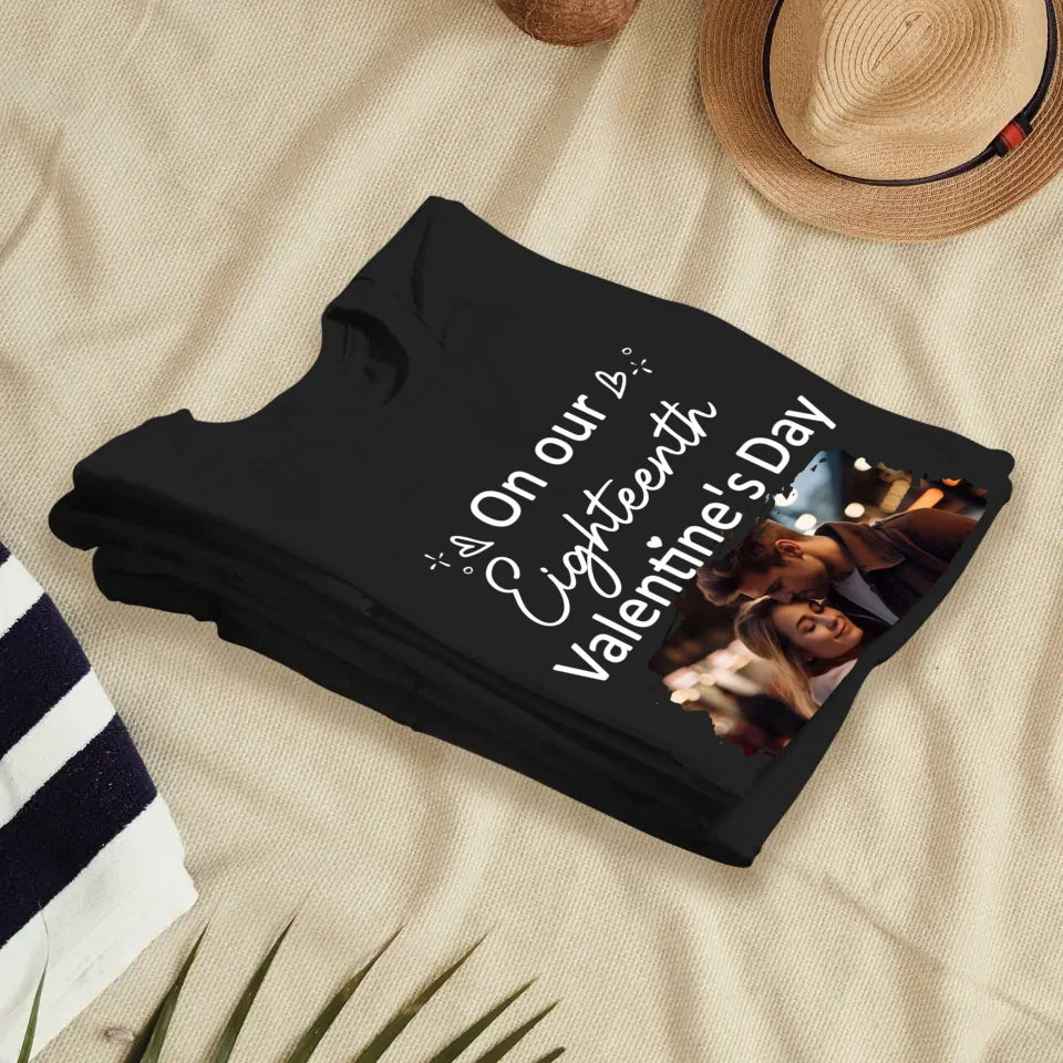 Celebrating Valentine's Day Together: Our Love - Personalized Gifts For Couples - Unisex T-Shirt